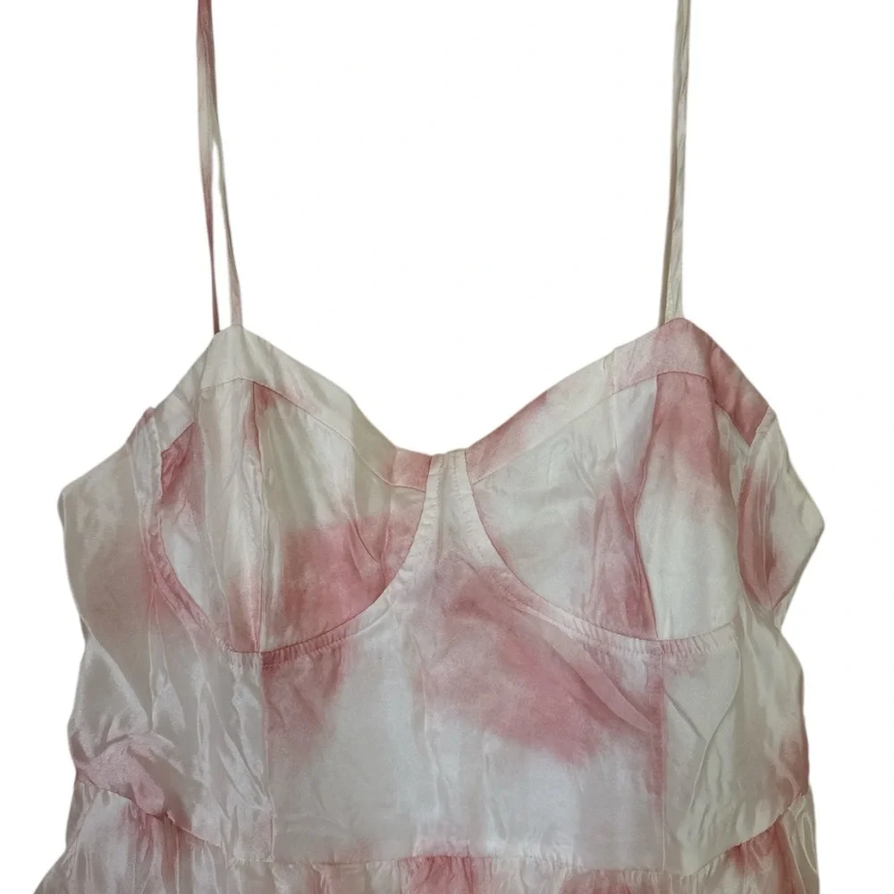 Freesia Chiffon Bustier Mini Dress Size XL Pink Ivory Spaghetti Straps NEW - Picture 5 of 15